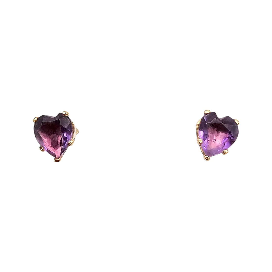 14K Gold Amethyst Heart Earrings 1.2 G Approximately 1.25 TCW (1 of 4)