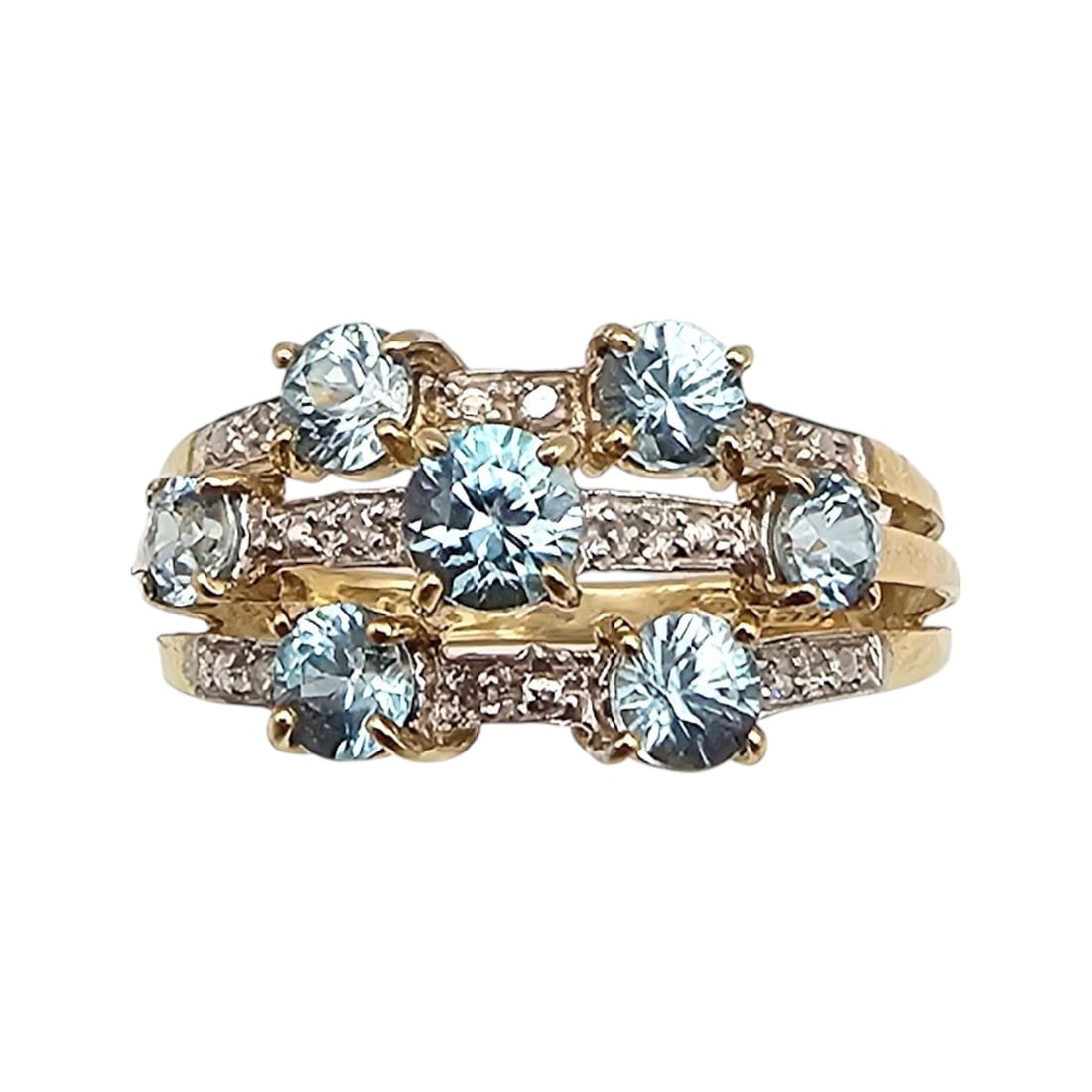 SCBS Cubic Zirconia Diamond 14K Gold Cocktail Ring Size 6.75 3.1 G (1 of 4)