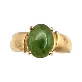 FL Jade 14K Gold Ring Size 7.5 3 5 G