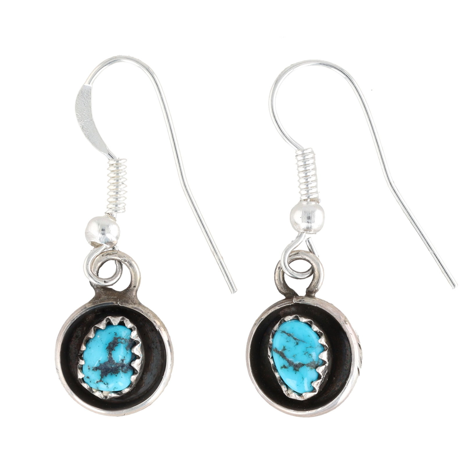 Phil Garcia Navajo Sterling Kingman Turquoise Earrings: Phil Garcia Navajo Sterling Kingman Turquoise Earrings 2g