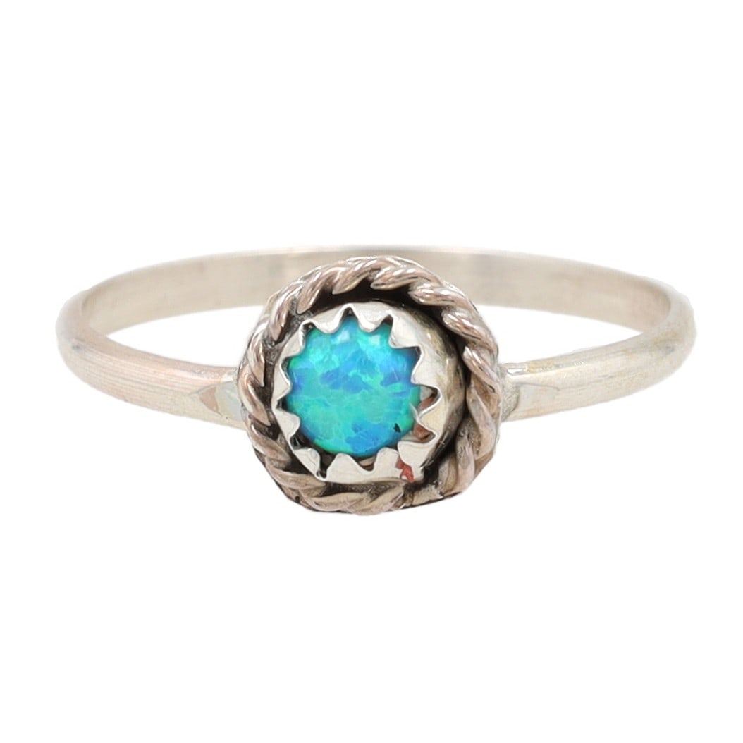 Esther White Navajo Sterling Opal Ring Sz. 5.5 (1 of 5)