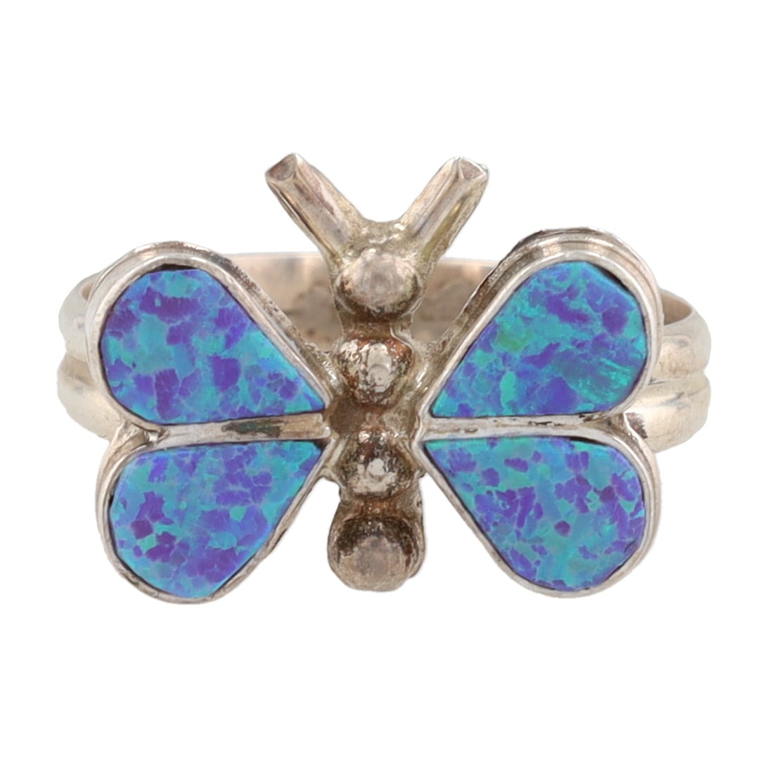 Swain Charlie Zuni Sterling Opal Butterfly Ring Sz. 7: Swain Charlie Zuni Sterling Opal Butterfly Ring Sz. 7, 3g