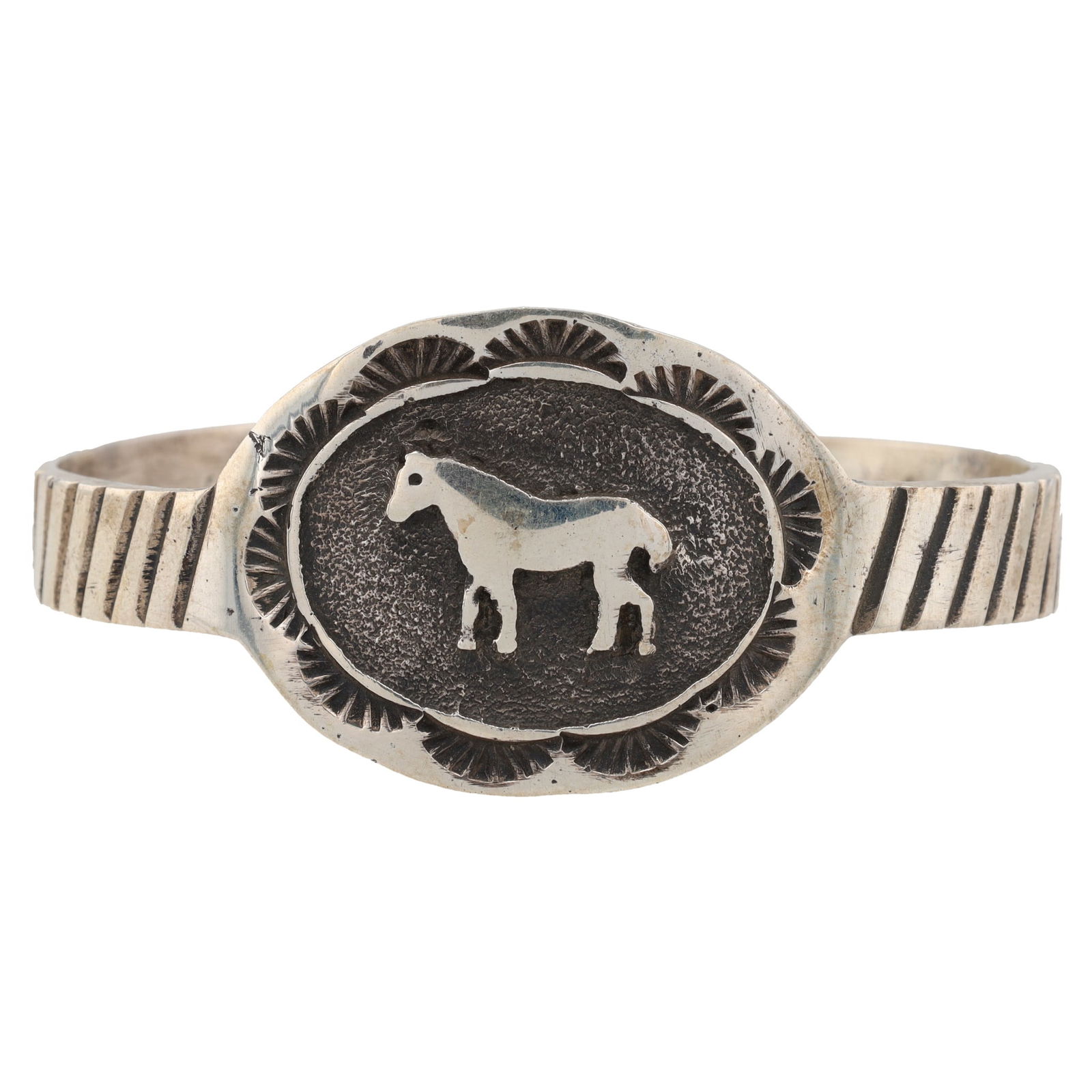 Emerson Kinsel Navajo Plain Silver Overlay Bracelet (1 of 7)