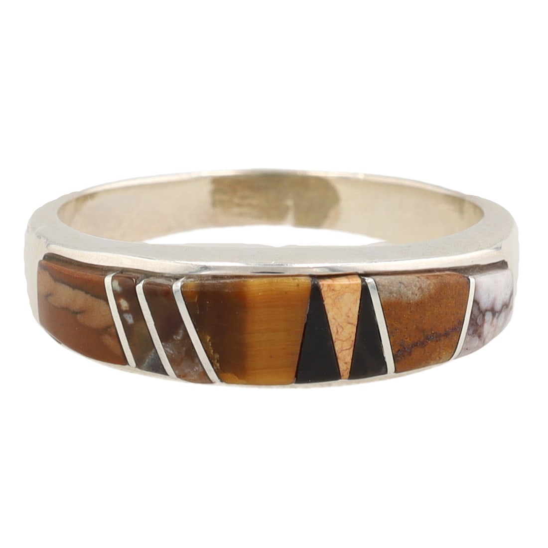 Bessie Johnson Navajo Sterling Multi Stone Inlay Ring Sz. 9 (1 of 8)