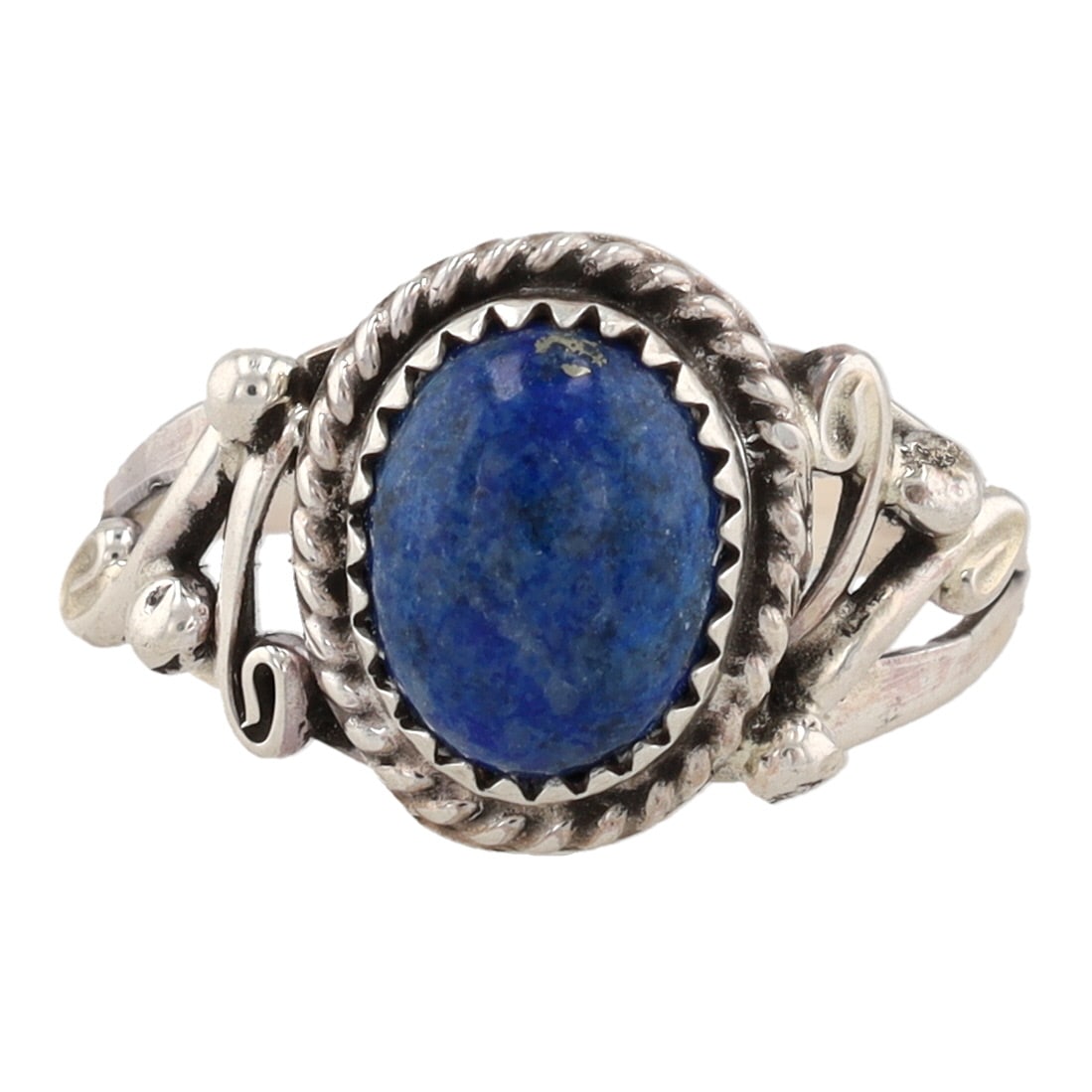 Signed M Navajo Sterling Lapis Ring Sz. 6.5 (1 of 6)