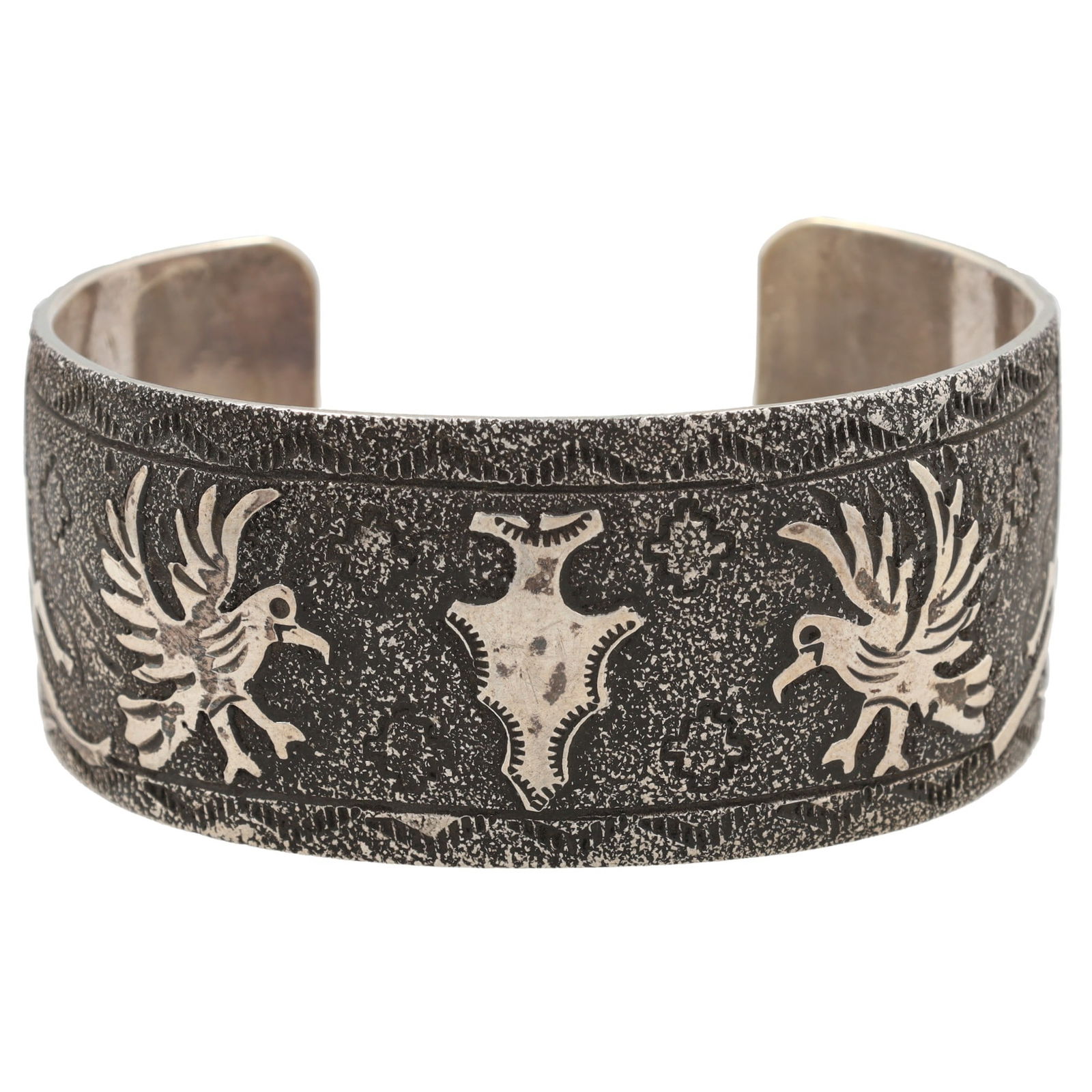 Raymond Begay Navajo Plain Silver Overlay Cuff Bracelet (1 of 7)