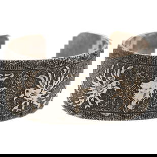 Raymond Begay Navajo Plain Silver Overlay Cuff Bracelet: Raymond Begay Navajo Plain Silver Overlay Cuff Bracelet 57g