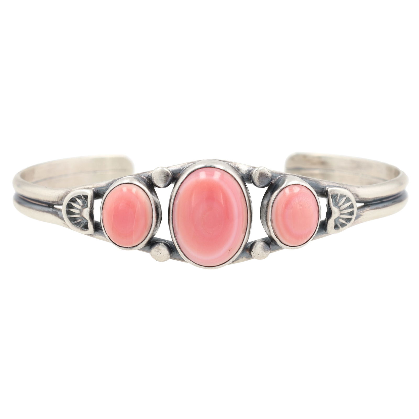 Sharon Francisco Navajo Sterling Pink Conch Cuff Bracelet (1 of 7)
