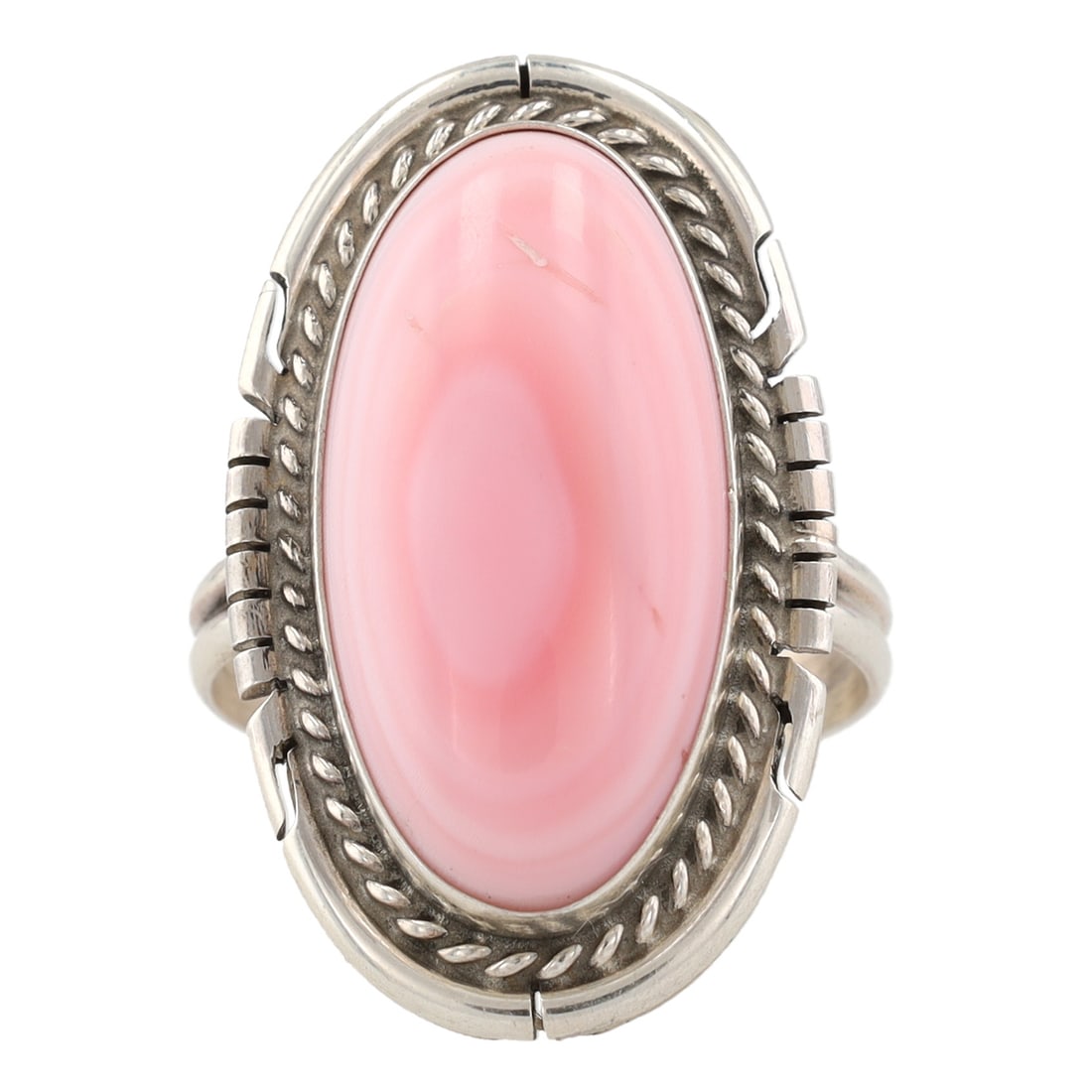 Dave Skeets Navajo Sterling Pink Conch Ring Sz. 9.5: Dave Skeets Navajo Sterling Pink Conch Ring Sz. 9.5, 7g-Scratch On Shell