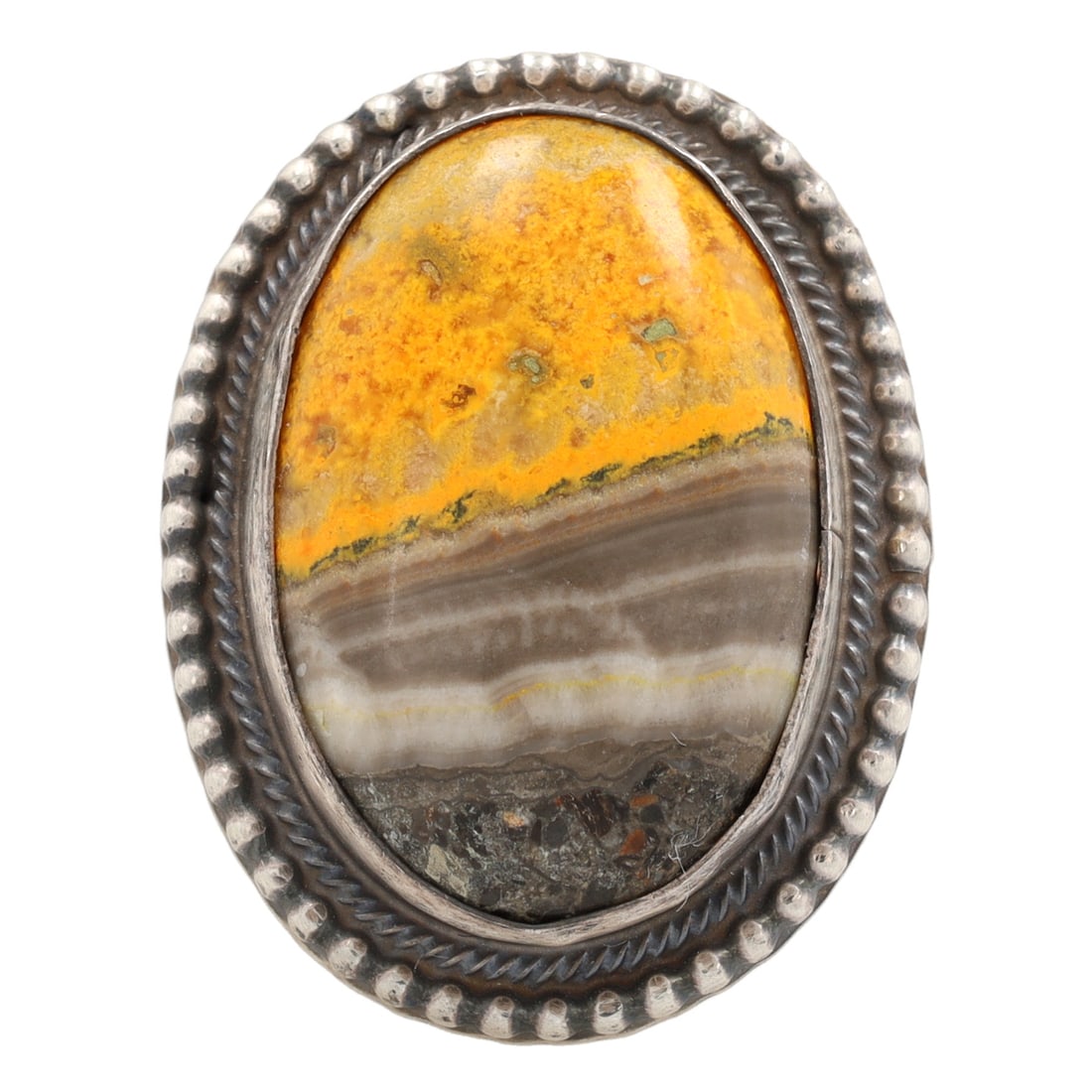 Antionette Martinez Navajo Handmade Sterling Bumble Bee Jasper Adj Ring (1 of 6)