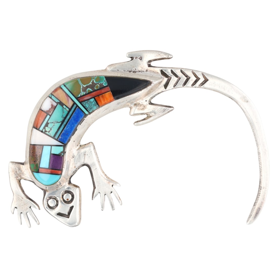 Albert Yazzie Navajo Sterling Multi Stone Inlay Lizard Brooch (1 of 4)