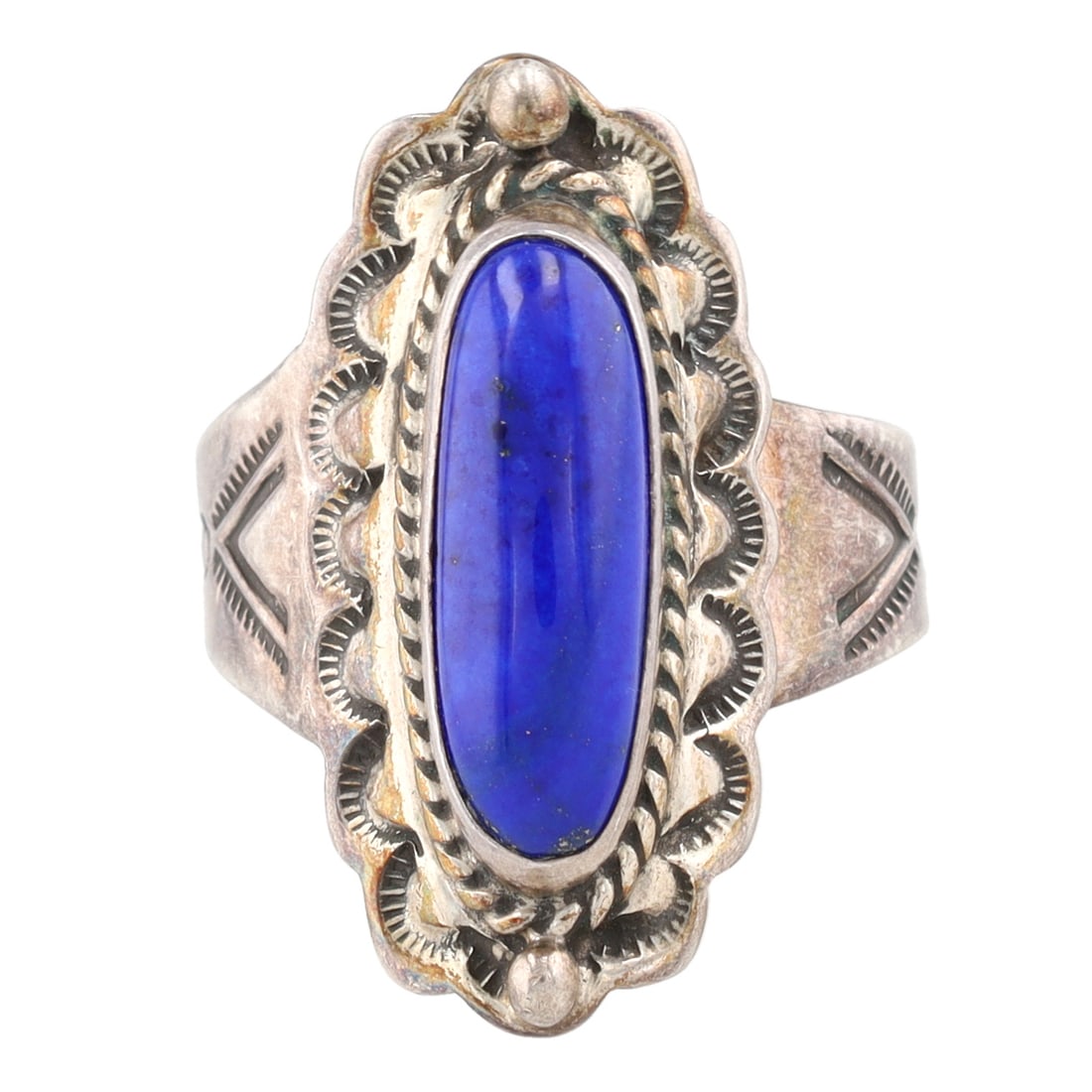 Joe Delgarito Navajo Shop Sterling Lapis Adjustable Ring (1 of 6)