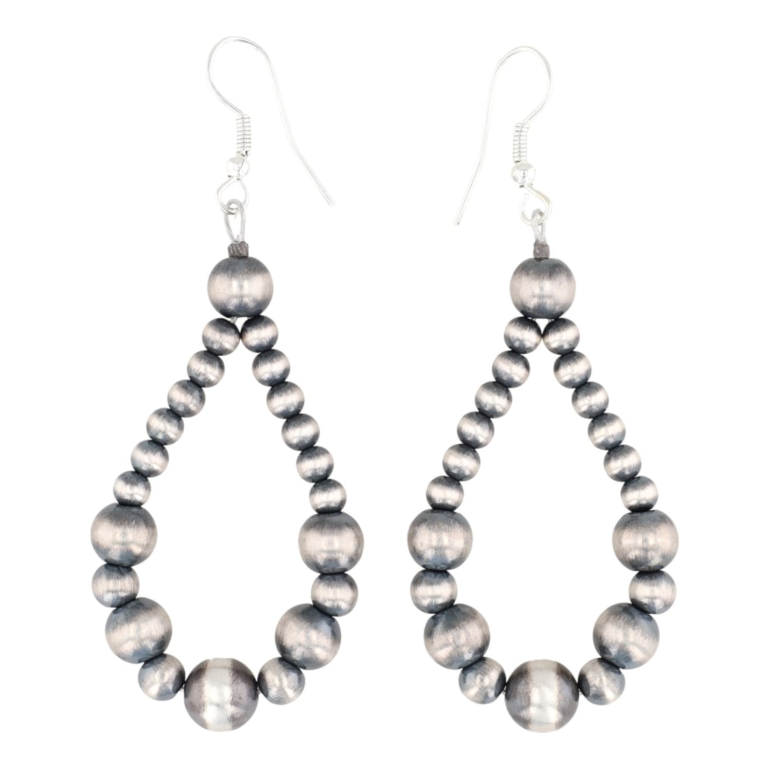 Navajo Plain Silver Beaded Earrings: Navajo Plain Silver Beaded Earrings 7g