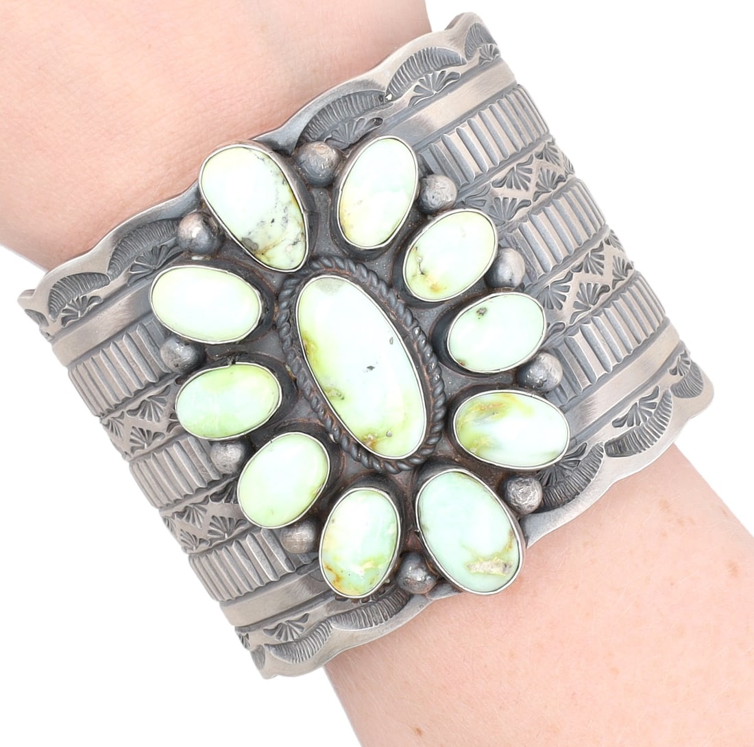 Tillie Jon Navajo Sterling Sonoran Gold Turquoise Cuff Bracelet (1 of 10)