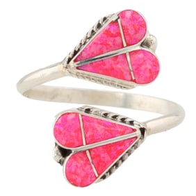 Velda Nastacio Zuni Sterling Hot Pink Opal Adjustable Ring