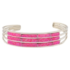 Jamie Johnson Navajo Sterling Opal Cuff Bracelet