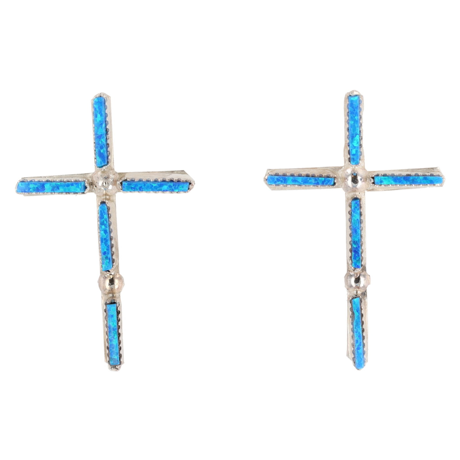 Cletus Lamy Zuni Sterling Opal Cross Earrings: Cletus Lamy Zuni Sterling Opal Cross Earrings 2.5g