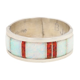 Bernard Cachini Zuni Sterling Opal Inlay Ring Sz. 10