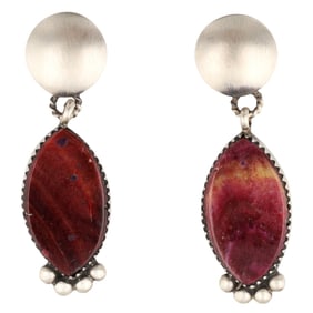 Selena Warner Navajo Sterling Purple Spiny Oyster Earrings