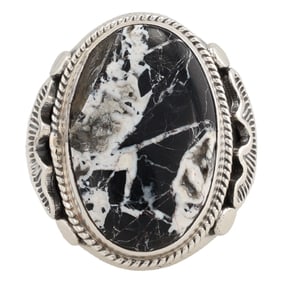 Allen Tolino Navajo Sterling White Buffalo Ring Sz. 11.5