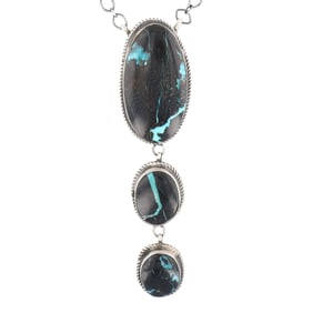 Donovan Nez Navajo Sterling RARE Blue Moon Turquoise Necklace