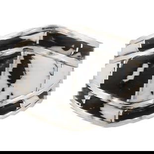 Andrew Enrico Navajo Sterling White Buffalo Inlay Ring Sz.8: Andrew Enrico Navajo Sterling White Buffalo Inlay Ring Sz.8,