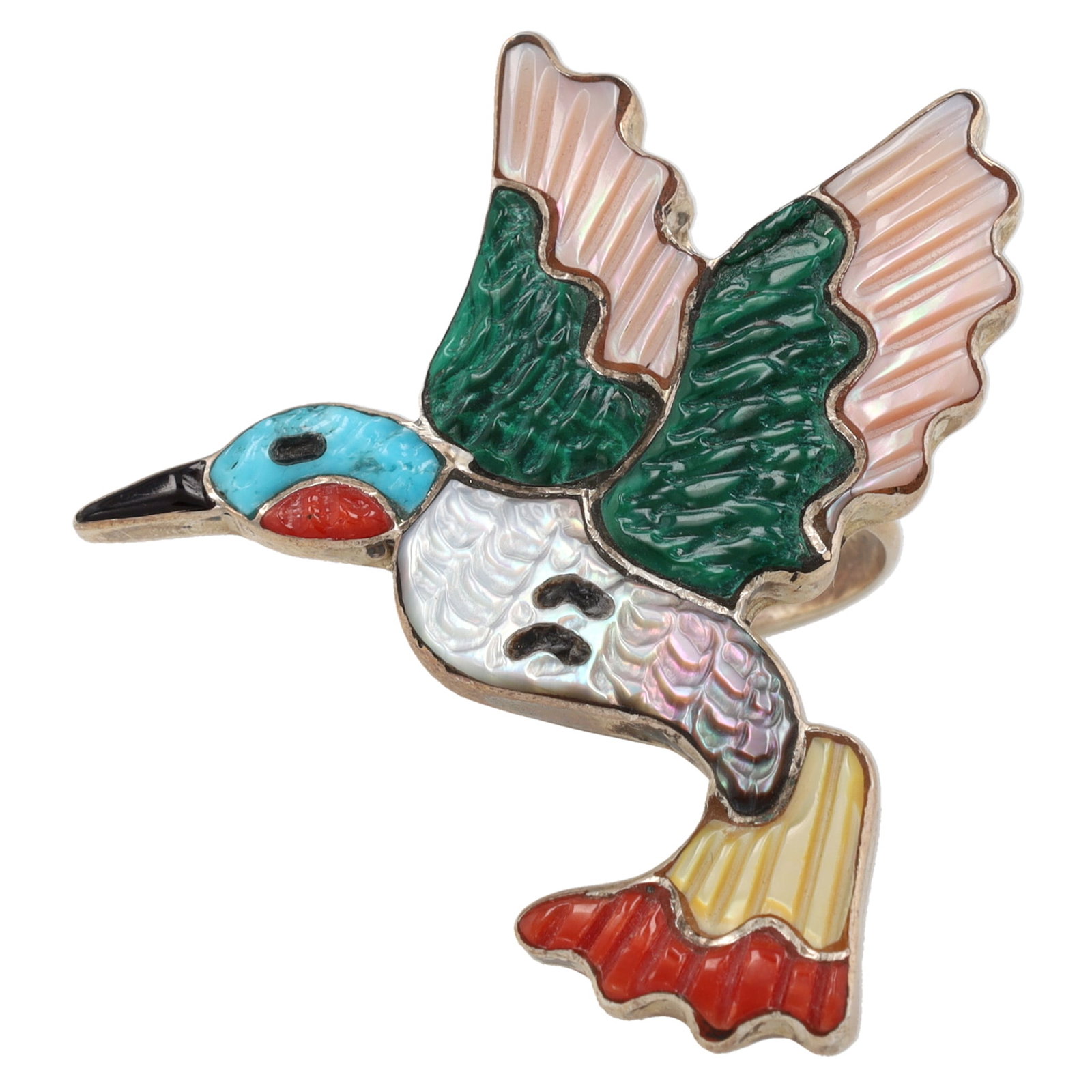 Tamara Pinto Zuni Sterling Multi Stone Hummingbird Ring Sz. 8 (1 of 6)