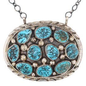 Donovan Nez Navajo Sterling Kingman Turquoise Necklace