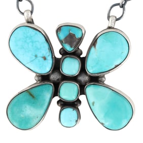 Eli Skeets Navajo Sterling Turquoise Butterfly Necklace