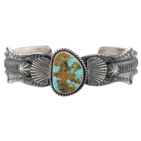 Kevin Billah Navajo Sterling Kingman Turquoise Cuff Bracelet
