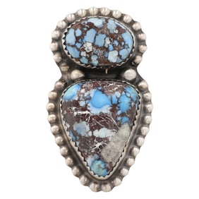 Donovan Nez Navajo Sterling Golden Hills Turquoise Adjustable Ring