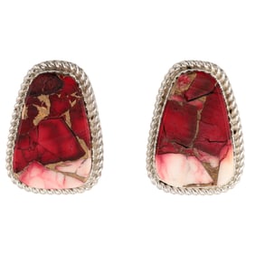 Gabby Jim Navajo Sterling Dahlia Rose Earrings