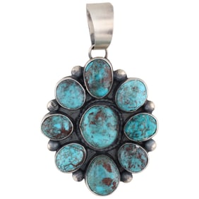 Lorenzo Juan Navajo Sterling Rare Prince Turquoise Pendant