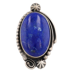 Daniel Benally Navajo Sterling Lapis Adjustable Ring