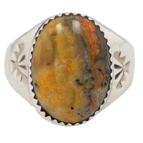 Annie Lincoln Navajo Sterling Bumblebee Jasper Ring Sz. 8.5