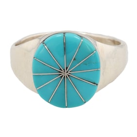 Johnson Laweka Zuni Sterling Kingman Turquoise Ring Sz. 7