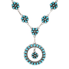 Tricia Leekity Zuni Sterling Kingman Turquoise Necklace