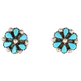 Tricia Leekity Zuni Sterling Kingman Turquoise Earrings