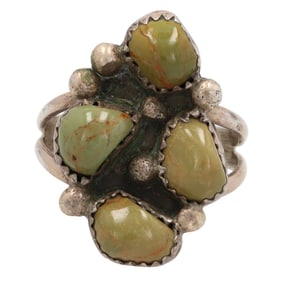 Linda Yazzie Navajo Sterling Nevada Turquoise Ring Sz. 9