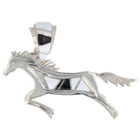 Laura Lincoln Navajo Sterling Multi Stone Raised Inlay Horse Pendant