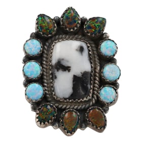 HaDa Collection Sterling Multi Stone Adjustable Ring