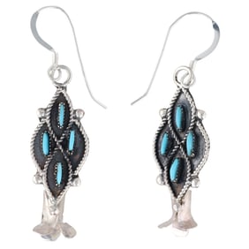 LM Zuni Sterling Kingman Turquoise Squash Earrings
