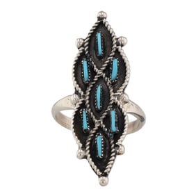 Zuni Sterling Kingman Turquoise Ring Sz. 5.5
