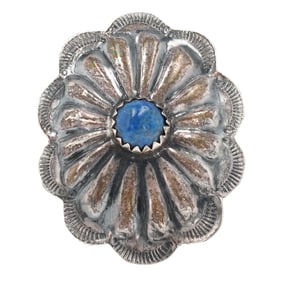 Signed B Navajo Sterling Lapis Adjustable Ring