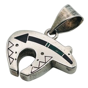Ray Tracey Knifewing Navajo Sterling Bear Pendant 18.54 G