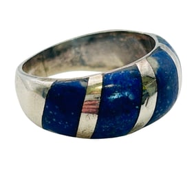 Southwest Lapis Luzili Sterling Dome Ring Size 8.5, 5.07 G