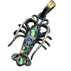Southwest Abalone Sterling Lobster Pendant 3.6 G
