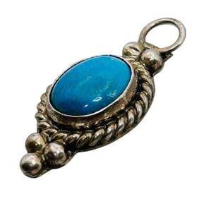 T. Yazzie Sterling Navajo Turquoise Pendant 2.5 G
