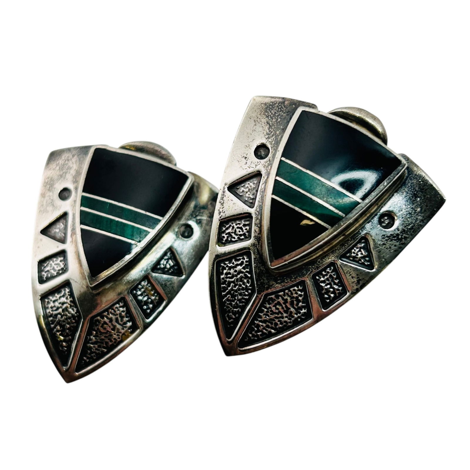 Ray Tracy Knifewing Sterling Inlaid Stone Earrings 15g (1 of 6)