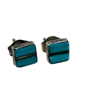 Native Sterling Turquoise Earrings .81 G